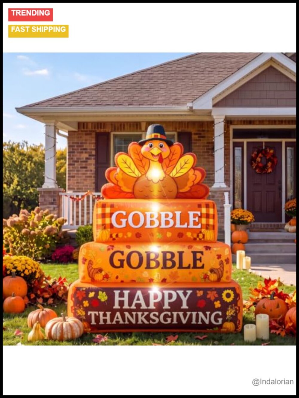 5ft Thanksgiving Inflatable Turkey Outdoor Yard Decoration LED